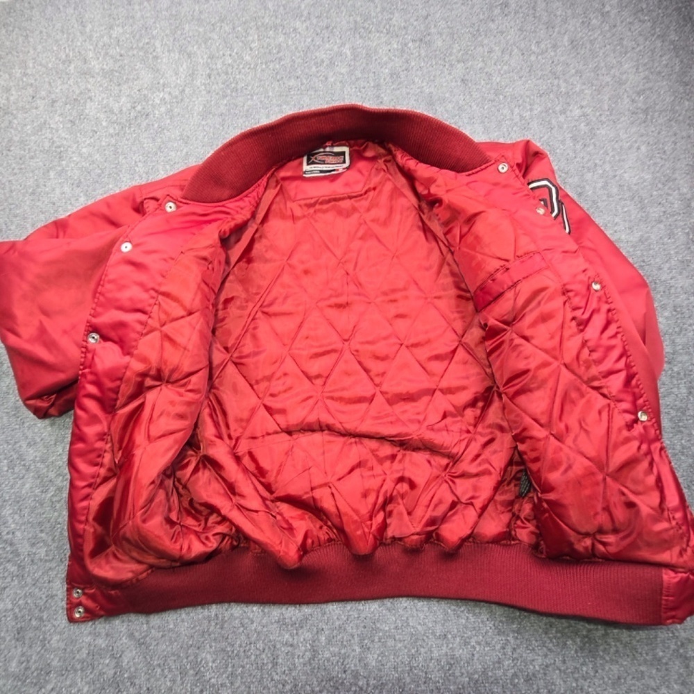 VTG Sooners Oklahoma University Bomber Jacket Mens M Crimson Red Xtreme Fanz - Picture 5 of 10